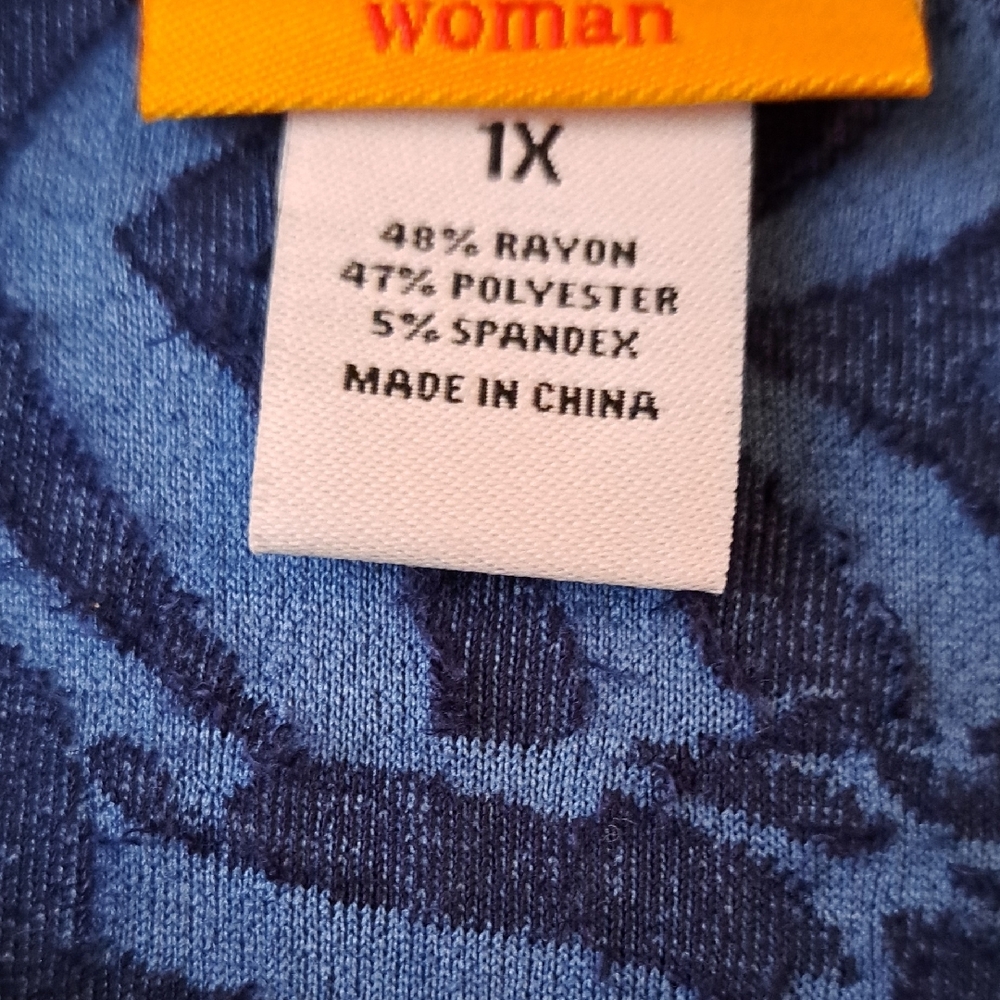 Ruby Rd Blue 3/4 Sleeve Boxy Tunic - Picture 3 of 3